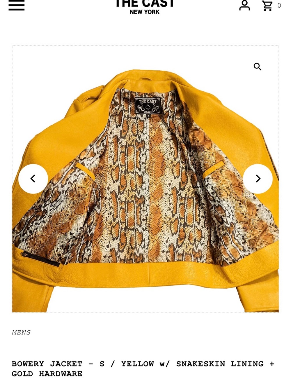 THE CAST - Yellow Leather Jacket w/ Snakeskin Silk Lining - Picture 3 of 4